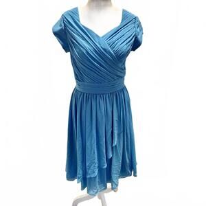 NWT Symphony of Venus Pleated Draped Chiffon Midi Dress 10